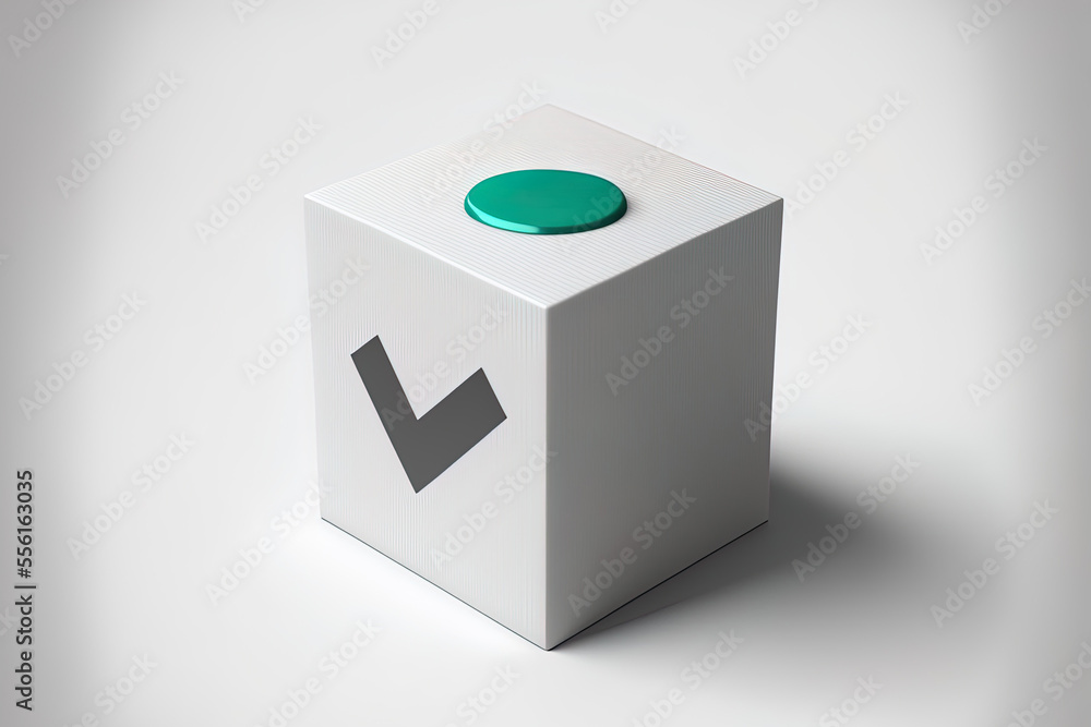 Poster checkmark in box icon on the checklist button. white backdrop with a flat icon. simple example. gene