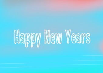 Blurred Happy new year typography on clouds on blue sky
