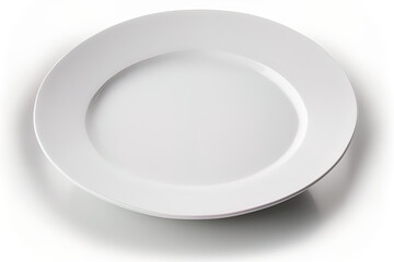Isolated on a white background is a white empty plate. include the clipping path. Generative AI