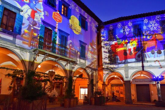 landscape of the historic center of Empoli during the Christmas holidays in Florence, Italy