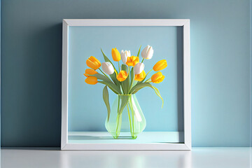 Tulip Flowers in Vase Display. Generative ai