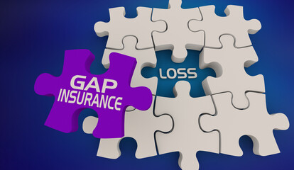 Fototapeta premium Gap Insurance Policy Coverage Puzzle Piece Prevent Loss Risk 3d Illustration