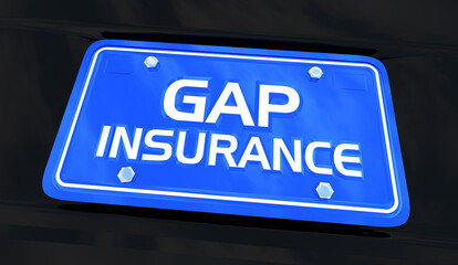 Gap Insurance Car License Plate Policy Coverage Loan Loss Balance 3d Illustration