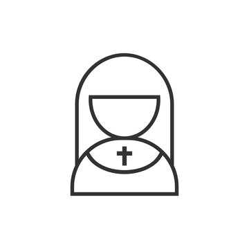 recommend clip art: Nun linear icon vector isolated on white background. Line nun sign symbol for web and mobile