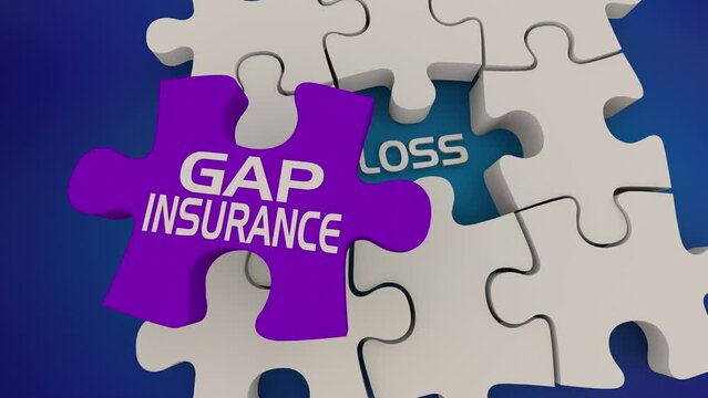 Gap Insurance Policy Coverage Puzzle Piece Prevent Loss Risk 3d Animation