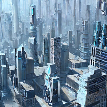 Futuristic fantasy cityscape - generative ai © visart