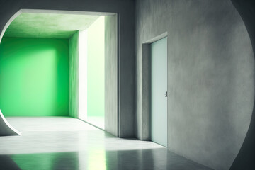 interior of hazy green concrete with copyspace. Generative AI