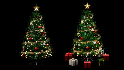 Christmas tree with Gift Boxes Overlay Background