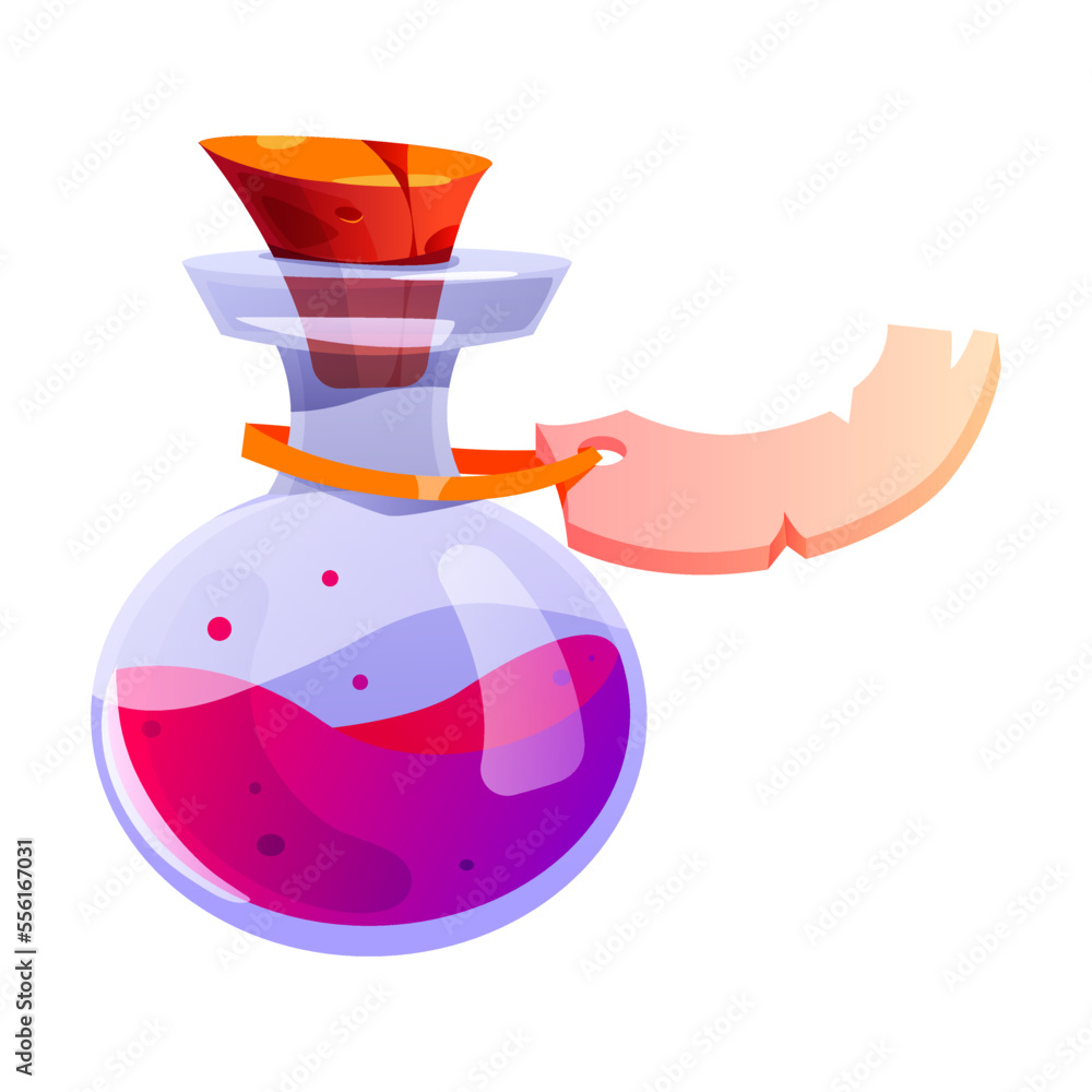 Poster potion jar with tag and cork as game object vector illustration