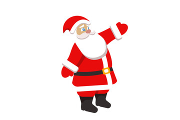 santa claus on a transparent background with a raised hand invites you to look. vector illustration.eps. vector