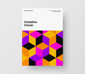Simple corporate brochure A4 vector design layout. Clean geometric tiles cover template.