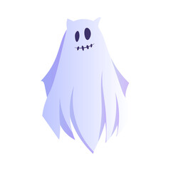 Spooky White Ghost or Spirit of Dead Flying Vector Illustration