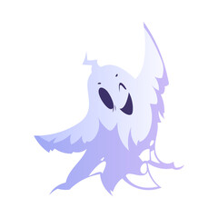 Spooky White Ghost or Spirit of Dead Flying Vector Illustration
