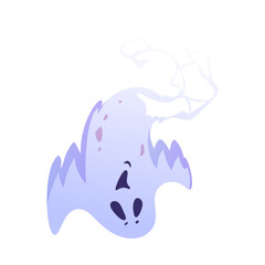 Spooky White Ghost or Spirit of Dead Flying Vector Illustration
