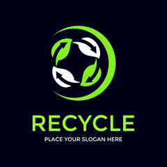 Recycle leaves vector logo template. This design use arrow symbol. Suitable for nature.
