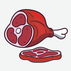 Illustration of raw meat with bone vector.eps
