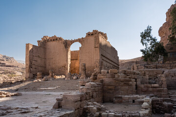 Qasr al Bint Firaun or Palace of the Pharaohs Daughter in Petra, Jordan, a Nabataean Temple
