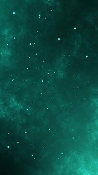 Blue neon background with shiny chaotic flying particles Vertical video