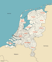 Netherlands map with neighbouring countries. Vector illustration