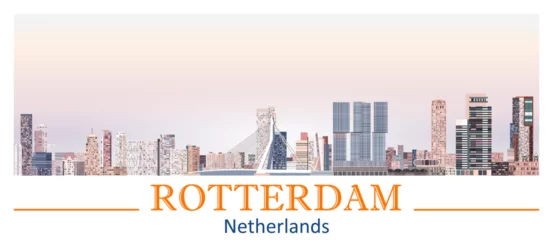 Crédence de cuisine en verre imprimé Rotterdam Rotterdam skyline in bright color palette vector illustration