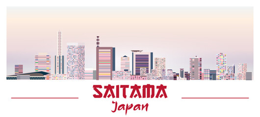 Saitama skyline in bright color palette vector illustration
