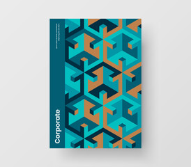 Vivid company brochure A4 design vector illustration. Premium mosaic tiles front page template.
