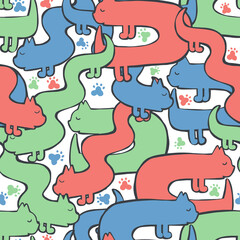 Funny cats seamless pattern. For kids repeated texture.