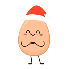 Egg character design. egg vector on white background. Santa hat vector.