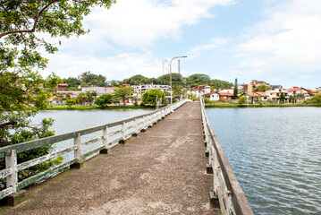 Bridge over the big lake in the city of Torres, Rio Grande do Sul, Brazil