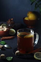 Black tea with lemon and honey
