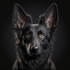 Beautiful dog in front of a black background