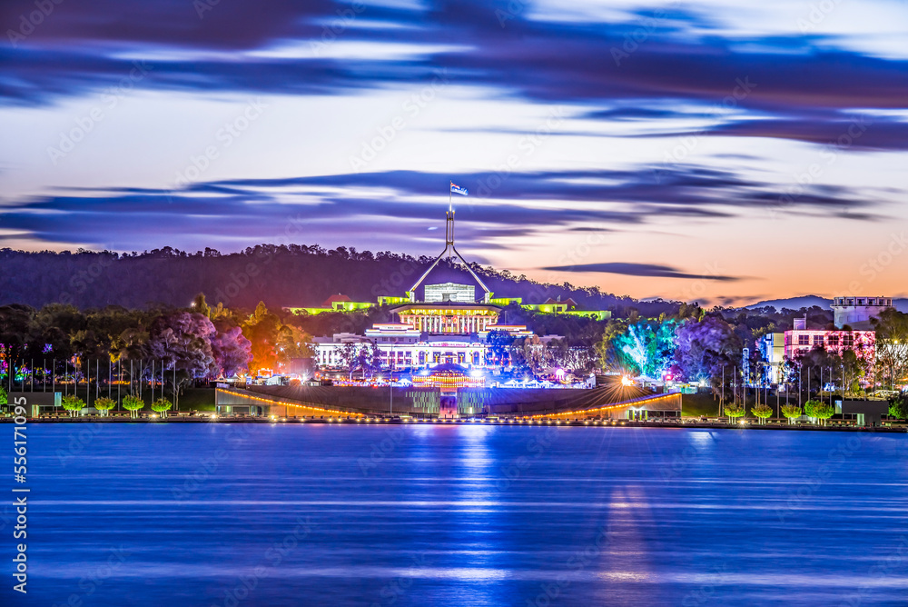 Wall mural Cityscape of Canberra at Lake Burley Griffin, Australia - Wall murals