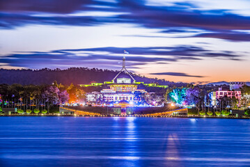 Cityscape of Canberra at Lake Burley Griffin, Australia