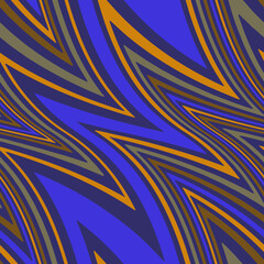 Full Seamless Vintage Zigzag Texture Pattern. Blue Orange Vector. Dress Fabric Print. Design for Textile and Home Decoration. 