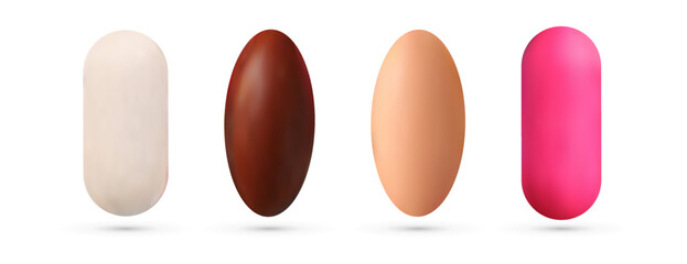 Realistic medicine table collection on white background