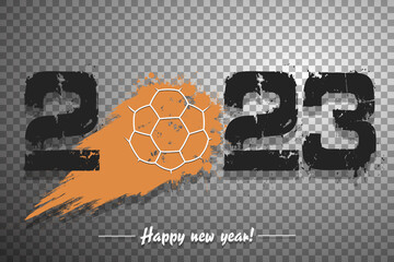Happy New Year 2023 and handball ball