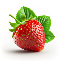 Strawberry with leafs. 3d illustration 
