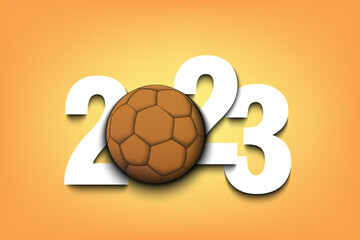 Obraz premium Happy New Year 2023 and handball ball