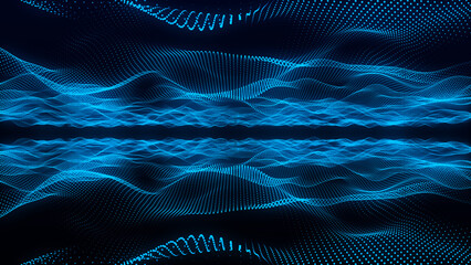 Fototapeta na wymiar Abstract background with connecting dots. Technology background . Abstract digital wave of particles. 3d. Futuristic point wave.