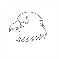 Vector Cartoon Bald Eagle With Spreaded Line Art