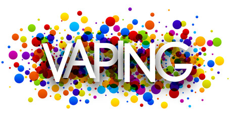 Vaping sign over round confetti background.