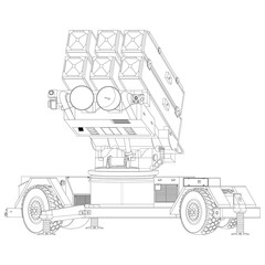 Anti - aircraft air defense system Aspide Coloring Book. Skyguard NASAMS. MIM-104 Patriot. Vector illustration isolated on white background.