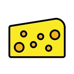 Cheese Wedge vector flat icon. Isolated wedge of yellow-orange cheese with holes sign symbol design.