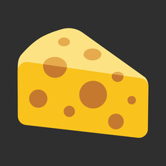 Cheese Wedge vector flat icon. Isolated wedge of yellow-orange cheese with holes sign symbol design.