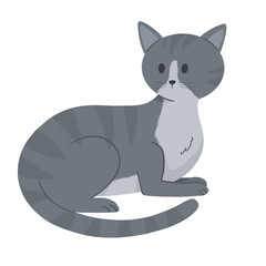 cute gray cat illustration 