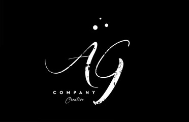 vintage AG alphabet letter logo icon combination design with dots. Creative hand written template for company