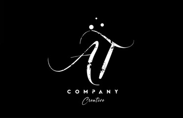 vintage AT alphabet letter logo icon combination design with dots. Creative hand written template for company