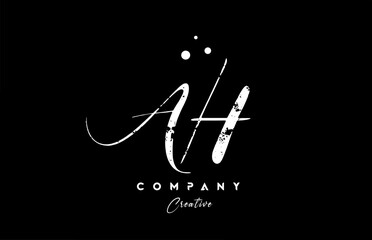 vintage AH alphabet letter logo icon combination design with dots. Creative hand written template for company