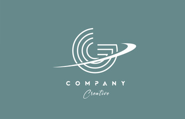 pastel color G alphabet letter logo icon design with swoosh. Green creative template for company and business