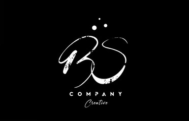 vintage BS alphabet letter logo icon combination design with dots. Creative hand written template for company